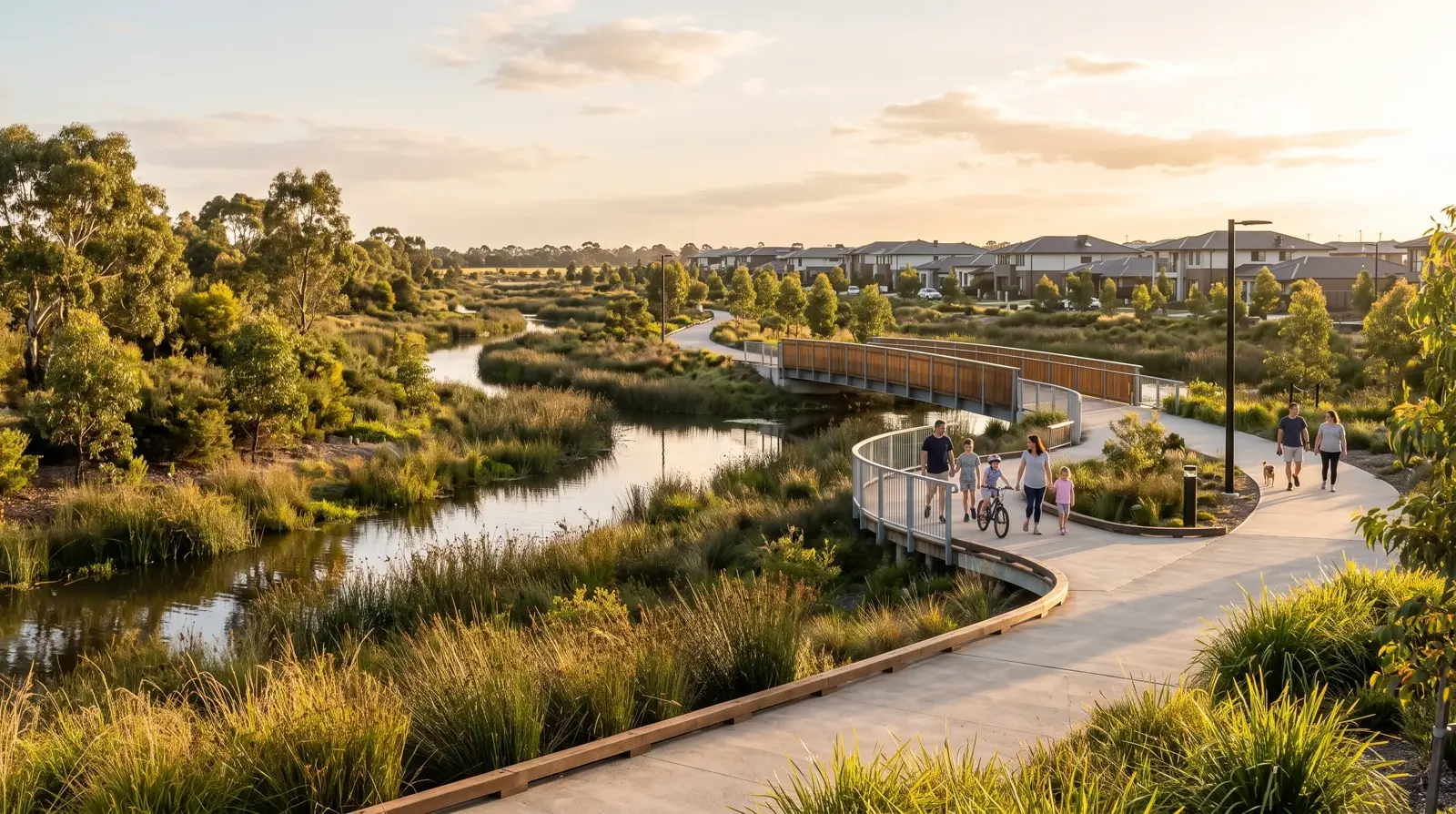 Indicative park and creek corridor in the precinct